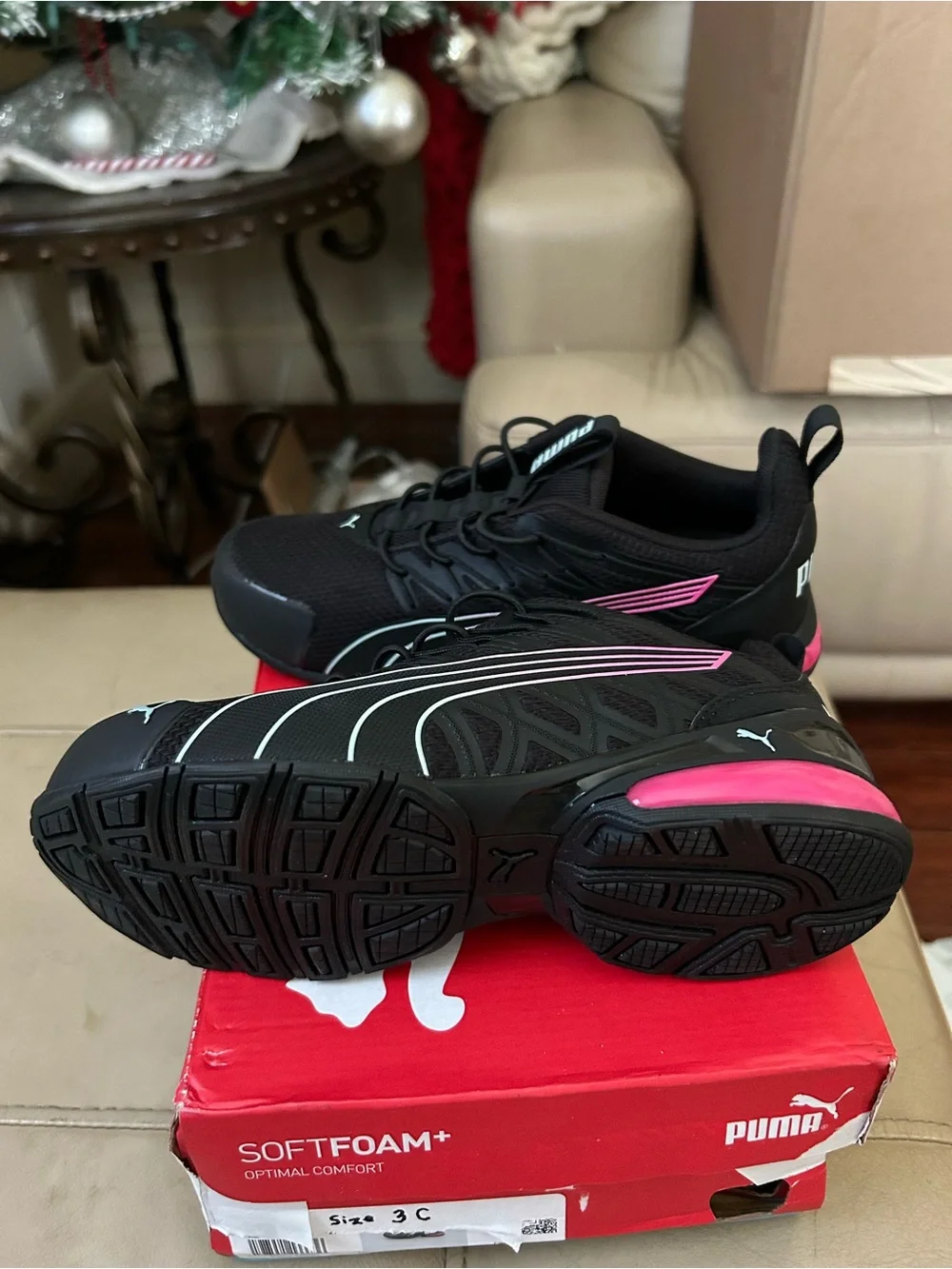 Puma Kids Black Low-Top Athletic Sneakers, 3 youth